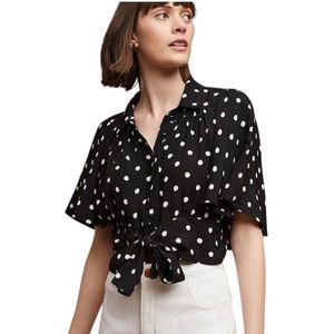 Anthropologie Maeve Polka Dot Canna Top